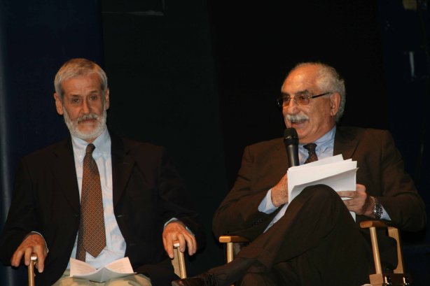 Armando Spataro e Enrico Calamai alla presentazione di Mar del Plata, 15 luglio 2013. teatro Franco Parenti 